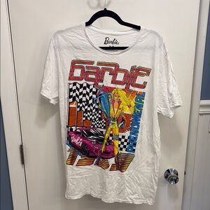 Barbie White Short Sleeve Tee with Graphic Design